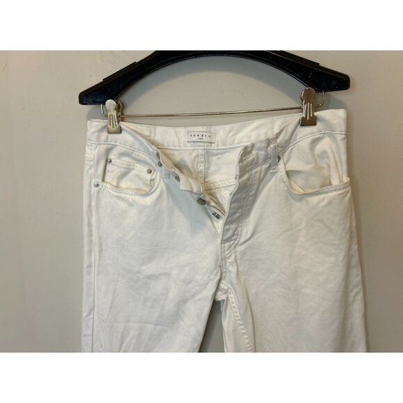 SANDRO Paris DROIT Denim 11" Rise Jeans Front Buttons Strait Cut Size 31 - Picture 2 of 11